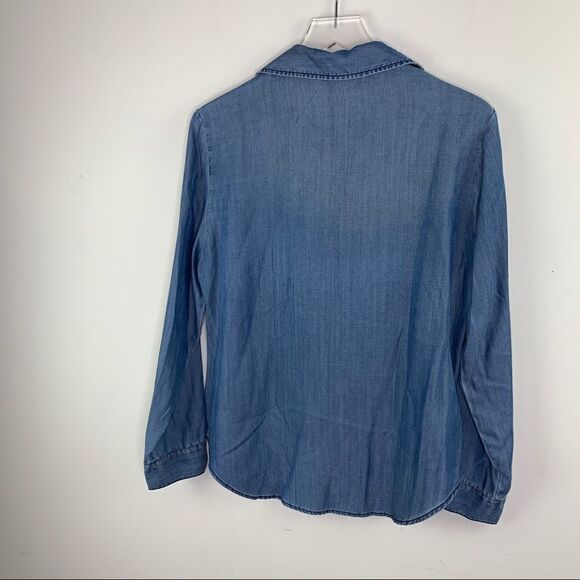 Saks Fifth Avenue Chambray Tunic Laced Neckline - Picture 2 of 10